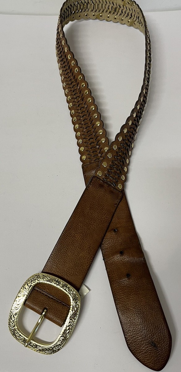 Betsey Johnson Belt Studded Size L Brass Buckle Brown  display picture 1