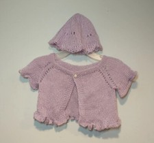 Handmade Crochet Baby Girl Sweater Cardigan And Hat 9-18 Months purple