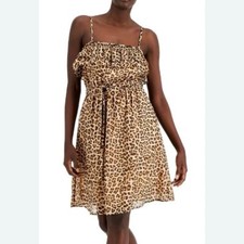 SALE!! INC leopard print dress size Medium tie waist spaghetti straps cheetah