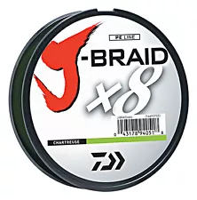 Daiwa J-Braid X8 Braided Fishing Line - 330 Yards (300 M) Chartreuse Line