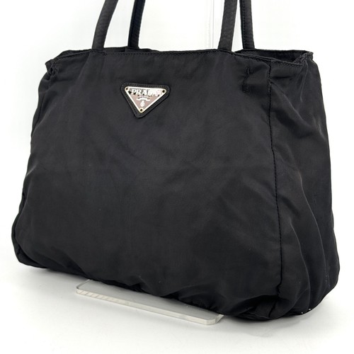 Prada Nylon Tote Bag Trójkątny talerz Ręka Czarna Autentyczna
