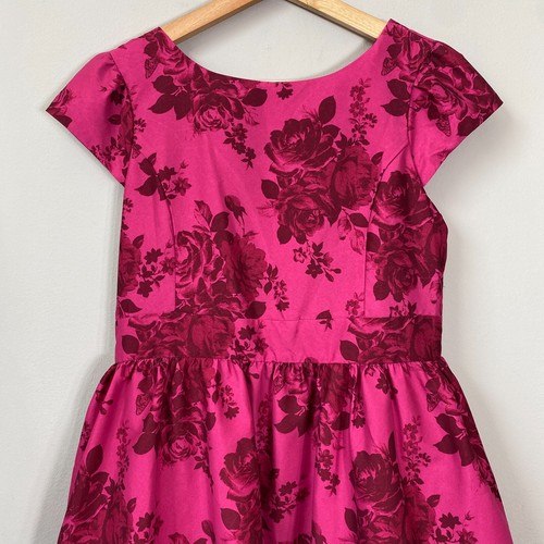 Baker by Ted Baker Girls Size 14 Short Sleeve Bow Fit & Flare Floral Dress Pink - Picture 6 of 14