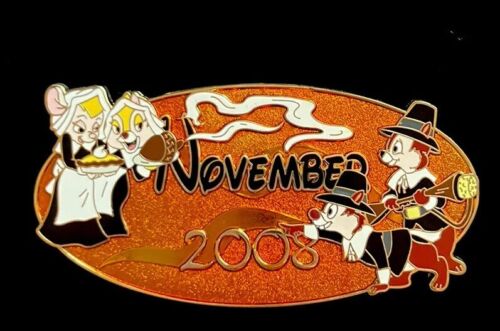 Disney Shopping Chip An Dale Thanksgiving November Rare Jumbo 2008 Pin
