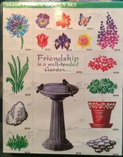Flower Garden Set 17pc Rubber Mounted Rubber Stamps In Original Box