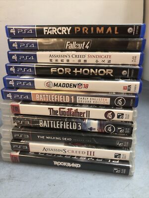 Lot of 11 5-PS3 6-PS4 Games Untested, Godfather II Rockband Assassin s Creed