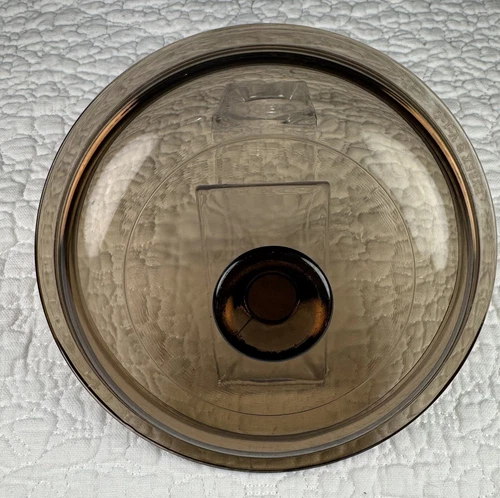 PYREX Corning V-1-C Amber Brown Glass Round lid 6 1/2 inch LID ONLY