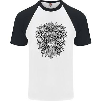 Lion Mandala Art Herren S/S Baseball T-Shirt