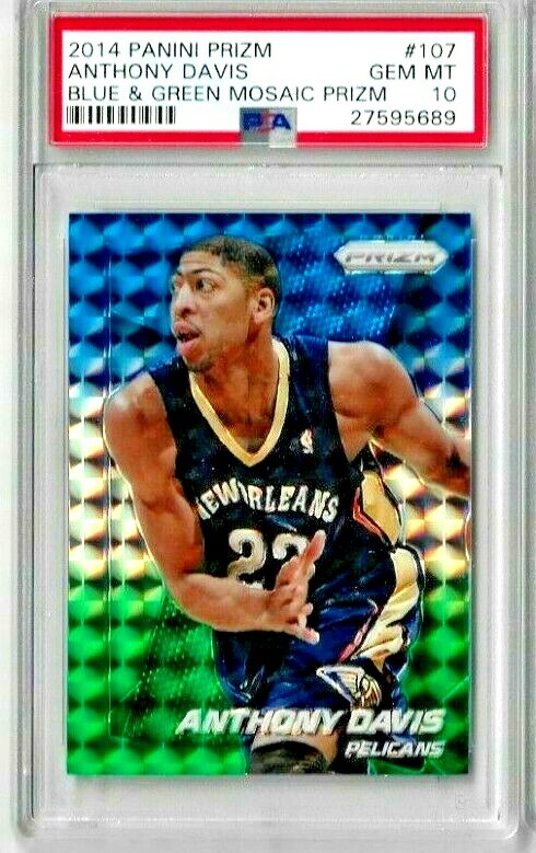 2014 Panini Prizm Anthony Davis Blue & Green Mosaic Prizm PSA 10