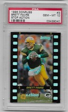 1996 Brett Favre PSA 10, GEM MINT, Donruss, STOP ACTION, POP 1, Packers