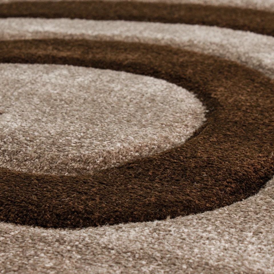 Tapis Moderne Beige Marron Motif Circulaire - Photo 2/4