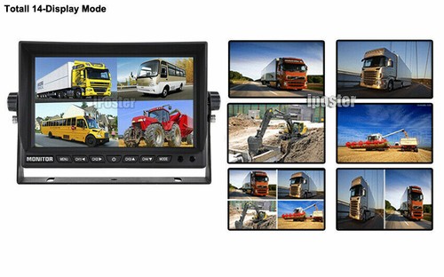 HD 9" DVR Quad Monitor 4x 4CH Realtime Reversing Side Recording CCD Camera Truck - Picture 9 of 12