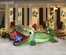 Airblown Inflatables Christmas 9 Foot Gator with Gift Scene, by Holiday Time