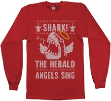 Shark! The Herald Angels Sing Men's Long Sleeve T-Shirt Christmas Gift