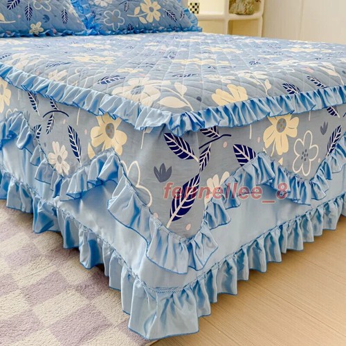 100% Cotton Quilted Bedspread Princess Lace Bed Skirt Not Including Pillowcase - Picture 17 of 31