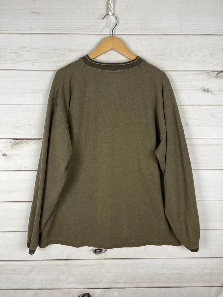 Suéter De Colección Sonoma Para Hombres XL Verde Cuello en V Algodón Manga Larga Y2k Pullover Foto 2 de 4