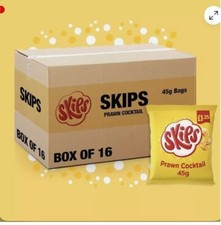 Skips Prawn Cocktail Crisps 16 x 45g Bags Tingly & Melty Snacks Perfect Lunch