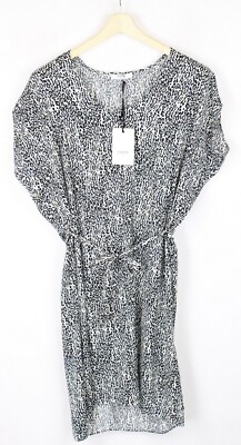 ZAPA Rena Dress Womens UK 8 Silk Mix Short Sleeve Leopard Belted