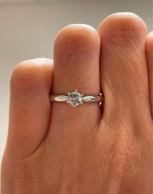 Dainty 14K White Gold Natural Round Diamond Solitaire
