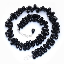 925 Sterling Silver Black Spinel Necklace,Blackl Spinel Drop Necklace,Spinel