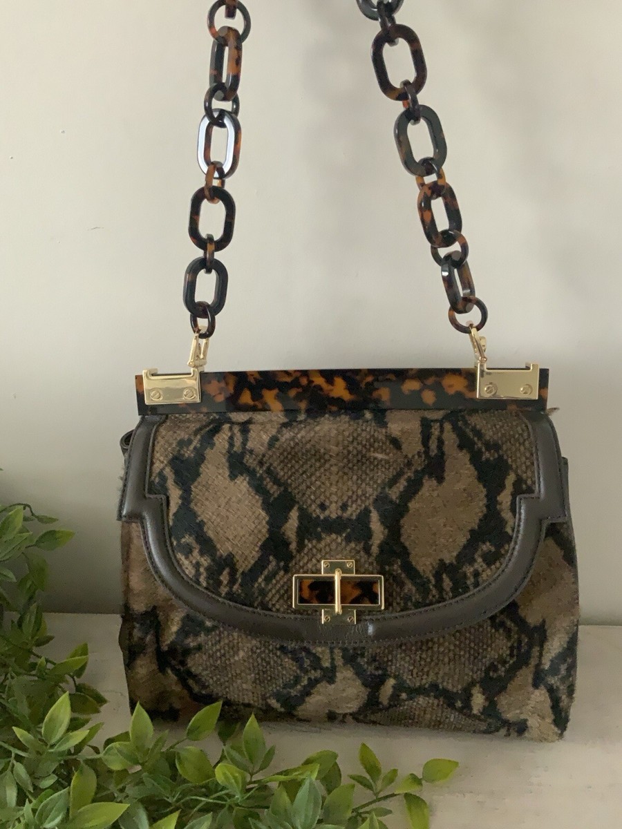 TORY BURCH MEDIUM HAIRCALF RESIN TORTOISE HANDLE BAG FROM  display picture 3