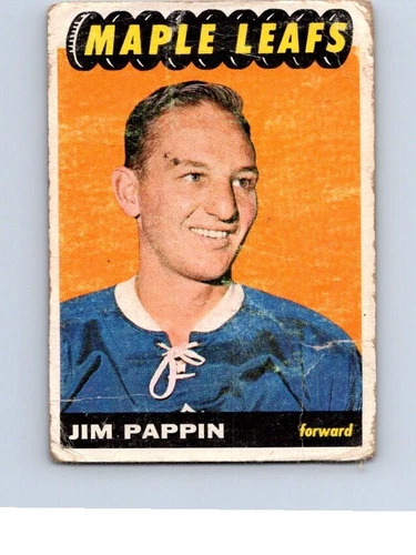 VINTAGE HOCKEY CARD 1965 TOPPS  JIM PAPPIN TORONTO MAPLES LEAF  NO1245 