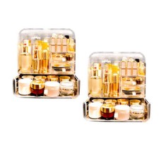NNEAGS 2X Transparent Cosmetic Storage Box Clear Makeup Skincare Holder with Lid