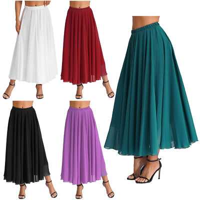 Women Skirt Long Midiskirt Holiday Dress Maxi Skirts Two Layers