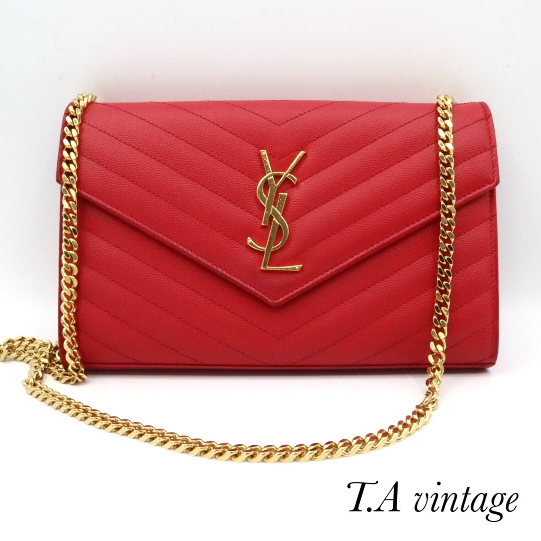 Borsa a tracolla originale catena Saint Laurent Cassandra pelle rosa Giappone