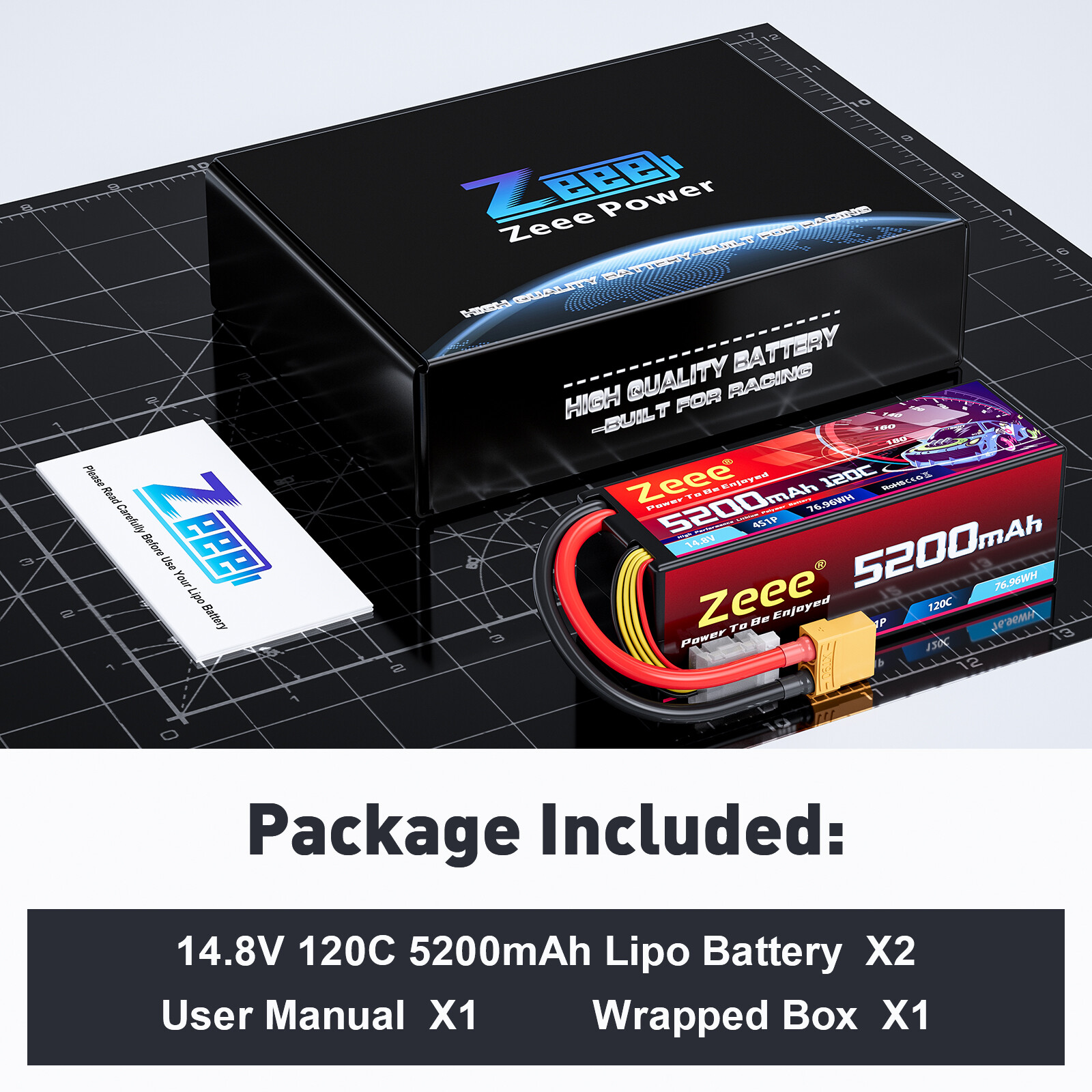 2x Zeee 4S LiPo Battery 5200mAh XT90 14.8V 120C for RC Car Truck Crawler Monster