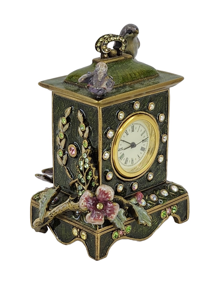 JAY STRONGWATER BIRDS and FLORAL GREEN ENAMEL JEWELED SWAROVSKI 