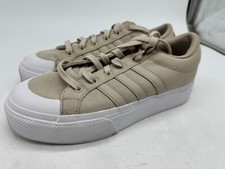 Adidas Bravada 2.0 Platform Sneakers Women's Beig Striped Lace-Up Low Top - 9.5