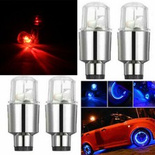 4xled Wheel Tire Valve Caps Light Neon Lamp Waterproof For Car Bike Motorcycle