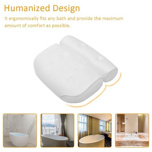 Breathable 3D Mesh Spa Bath Pillow With 6 Suction Cups Neck & Back Support AU - Picture 5 of 17