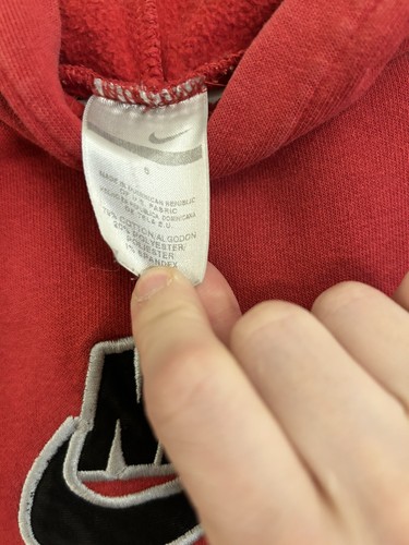 Nike Hoodie Youth Small 6 Red Hooded Sweatshirt Embroidered Swoosh Logo Graphic - Picture 3 of 4