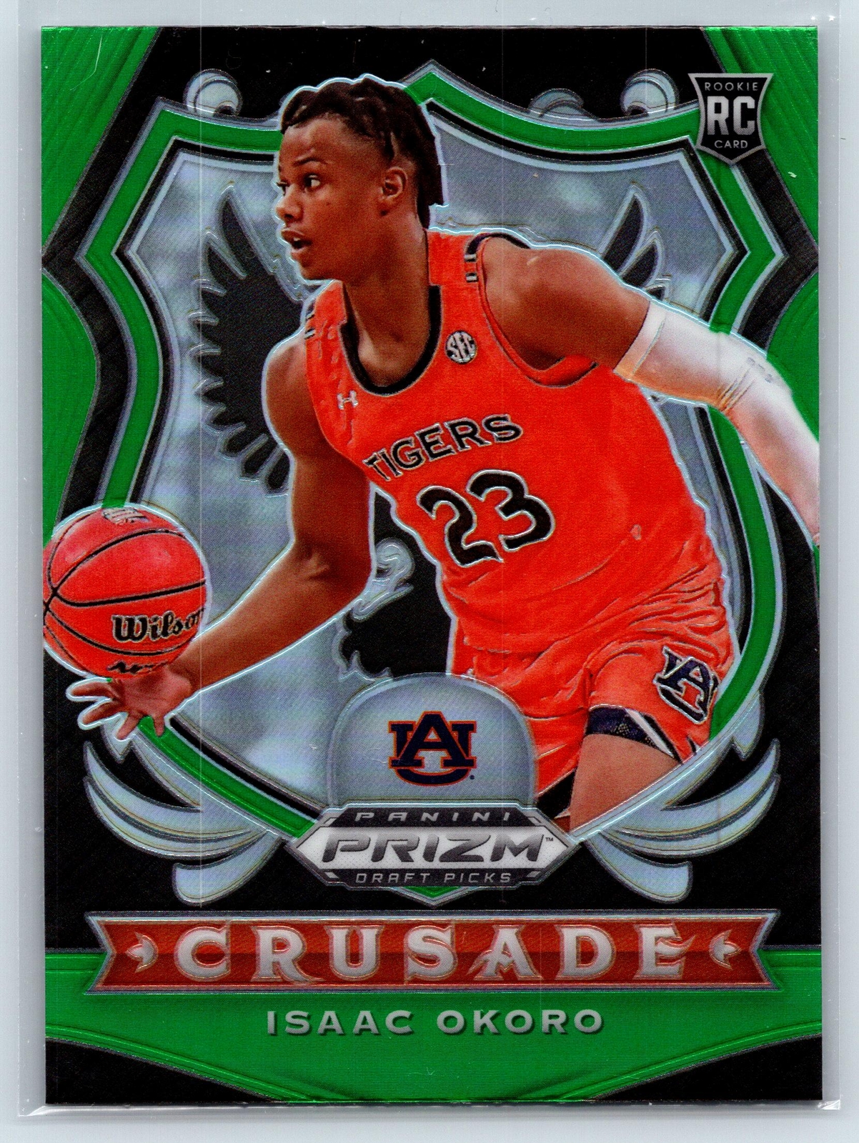 Isaac Okoro 2020 Panini Prizm Draft Picks Collegiate Green RC Auburn Tigers #84