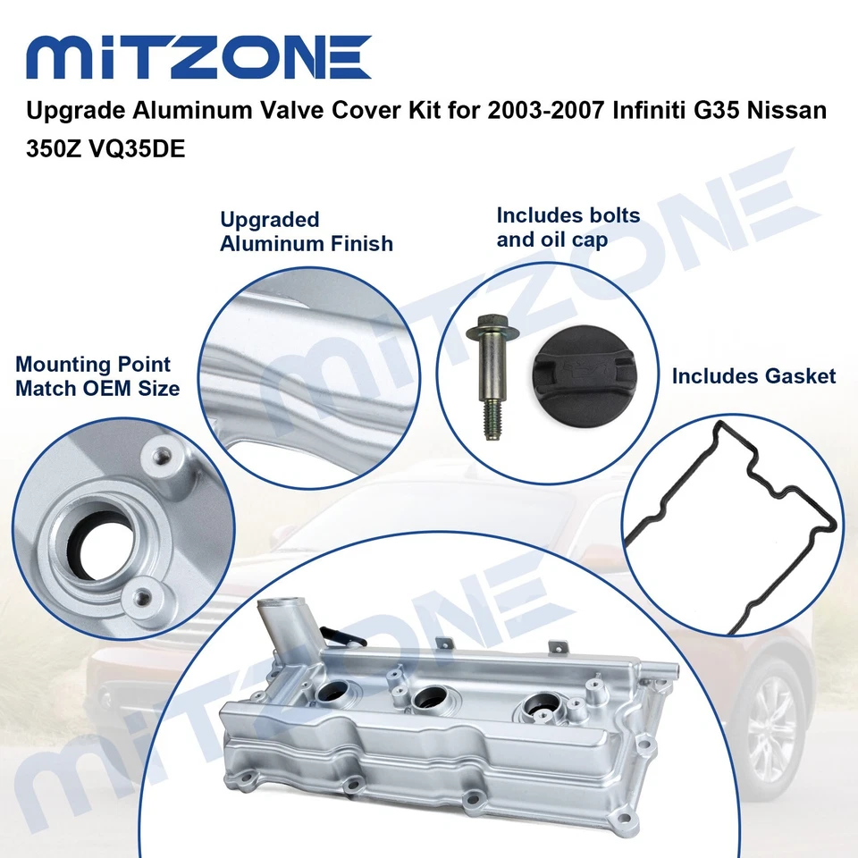 2x Kit de cubierta de válvula de aluminio de actualización para Infiniti G35 Nissan 350Z VQ35DE 2003-07 Foto 4 de 4