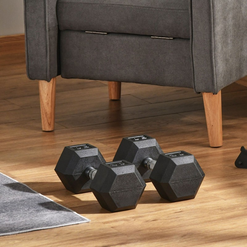 60lbs Rubber Dumbbells Weight Set for Body Fitness Training