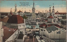 Bird's Eye Luna Park Coney Island New York NY 1923 Chutes Postcard