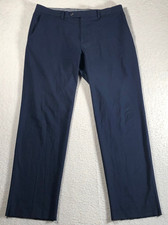 Chaps Men's Dress Pants Flat Front Regular Straight Navy Blue 36x30