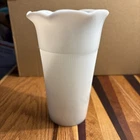 Vintage Hazel Atlas Milk Glass Vase With Micro Fluted Center Band and Ruffle Rim