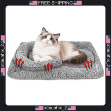Cat Bed with U-Shaped Pillow 24x17in Self Warming Plush Fleece Support