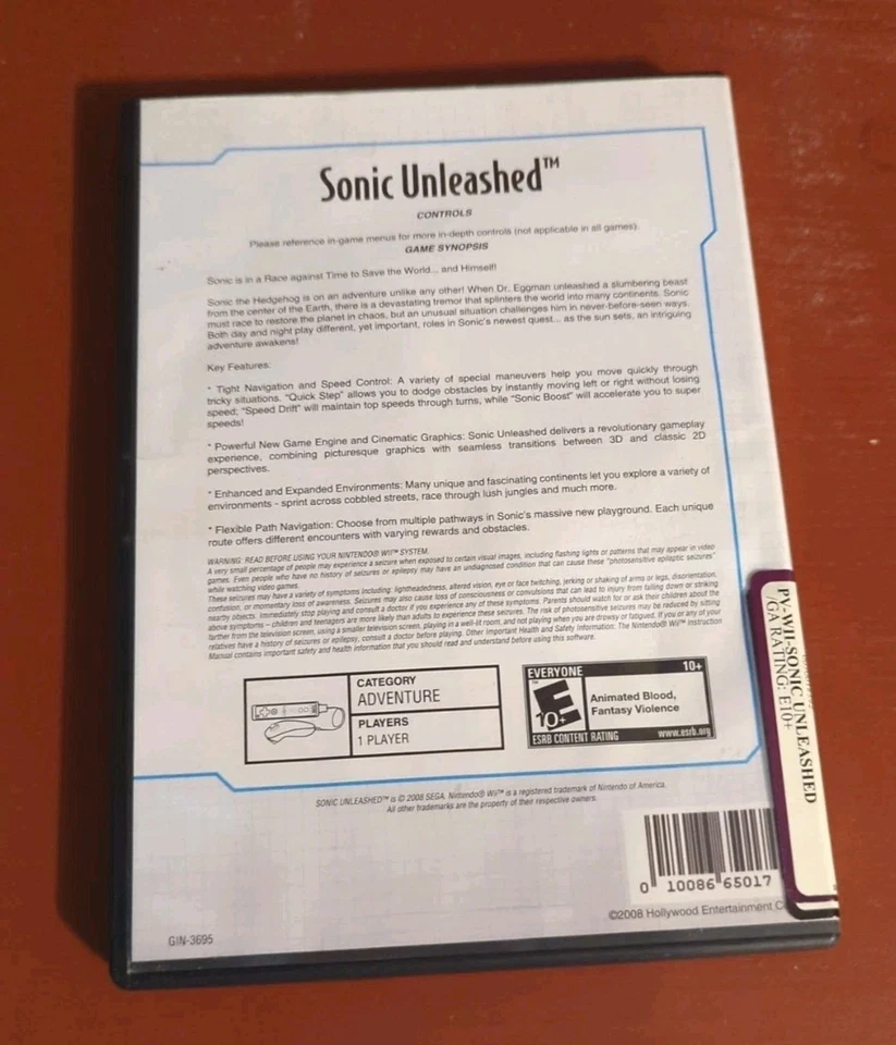 Sonic Unleashed (Nintendo Wii, 2008) • Completo en Caja Foto 4 de 4
