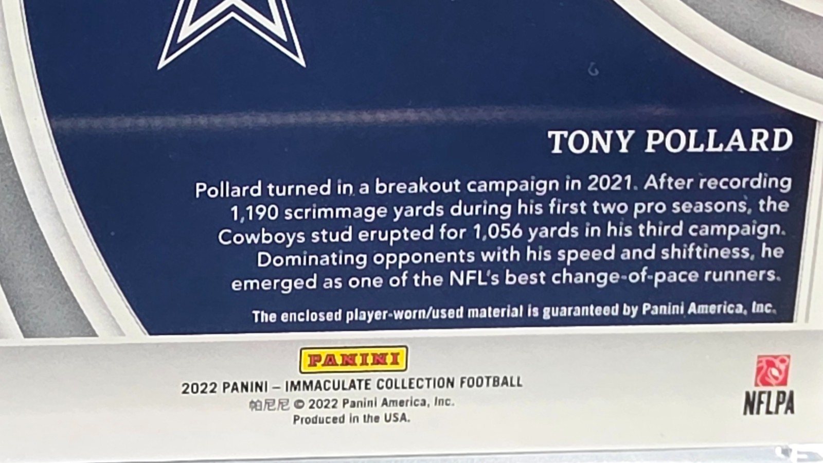 🛡️ 1/1 NFL SHIELD PATCH 🛡️ 2022 IMMACULATE TONY POLLARD 🔥 COWBOYS CASE HIT 🔥 view 8