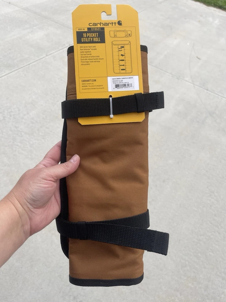 Carhartt 18 Tool Pocket Utility Roll Tool Bag Electrician Brown CT0521 New - Image 4 of 4