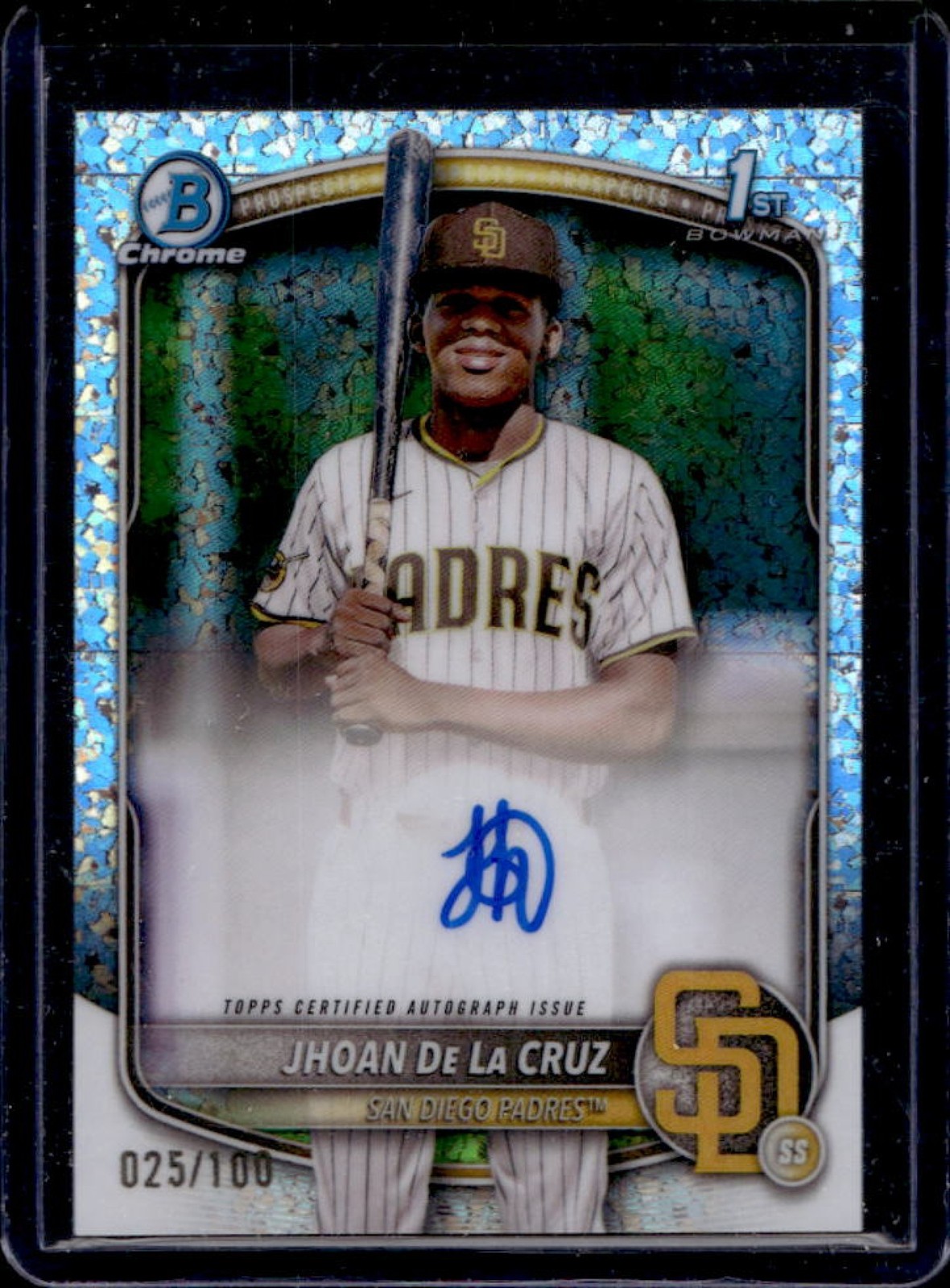 2025 Bowman Chrome Jhoan De La Cruz Auto Mini Diamonds Refractor 1st #/100