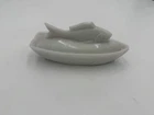 Depression Glass White Fish Butter Dish With Lid