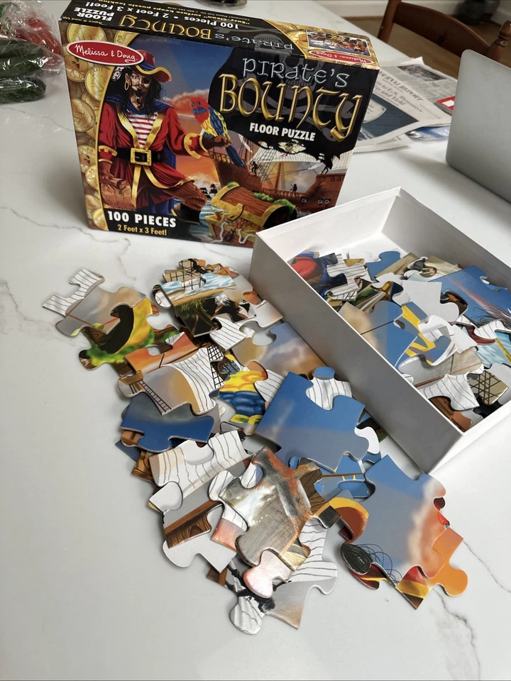 Rompecabezas de piso Melissa & Doug Pirate's Bounty #4402 100 piezas 2x3 pies fácil de limpiar Foto 3 de 4