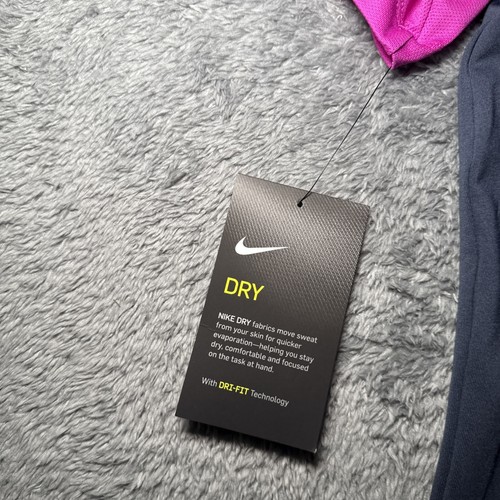 NWT Nike Golf Men’s Dri Fit Short Sleeve Golf Shirt Pink/Grey SZ L Hendricks Gin - Picture 16 of 19