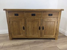 SIDEBOARD Solid Oak 3 Drawers 3 Doors 2 Shelf Worktop FREE DELIVERY