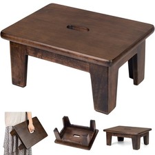 Wooden Step Stool 16.5" D x 12" W x 6.5" H No Assembly Needed, Bed Steps fo...